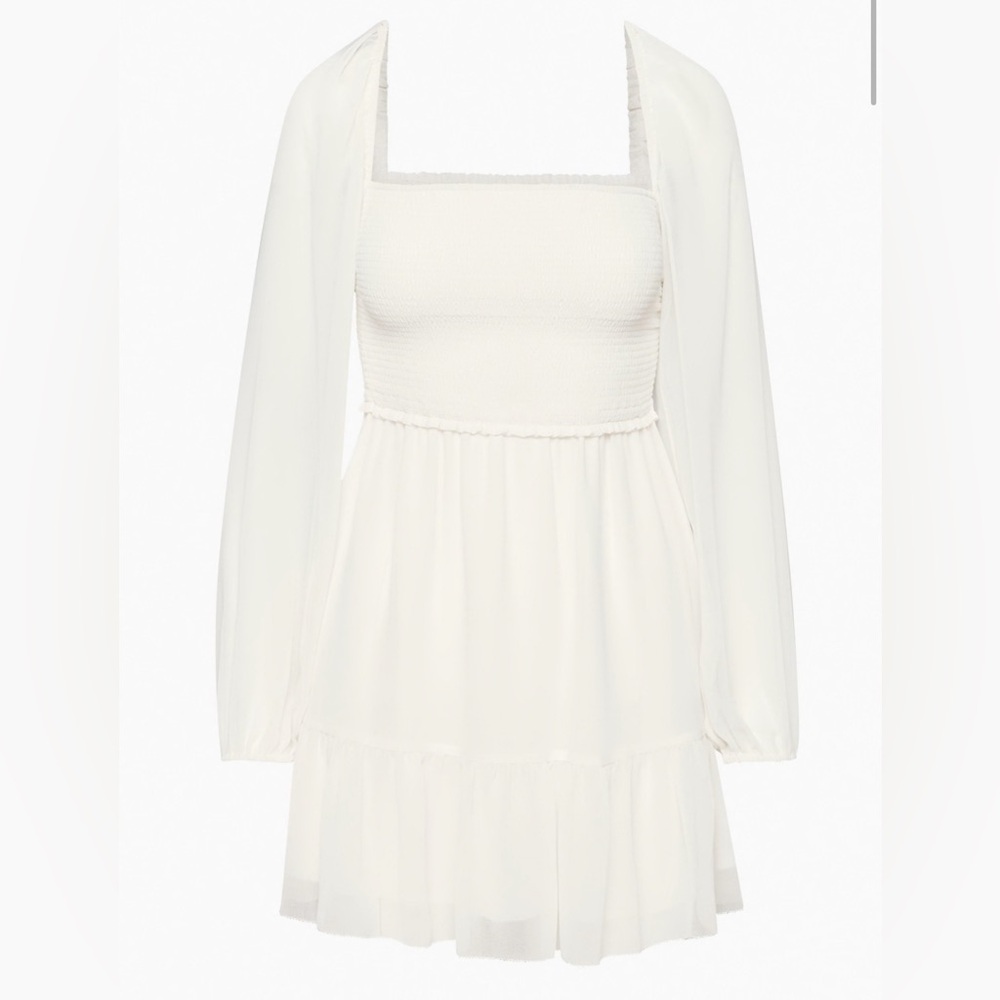 Aritzia Wilfred Tempest Smocked Chiffon Mini Dress MEDIUM milkmaid Cottagecore - Picture 6 of 12